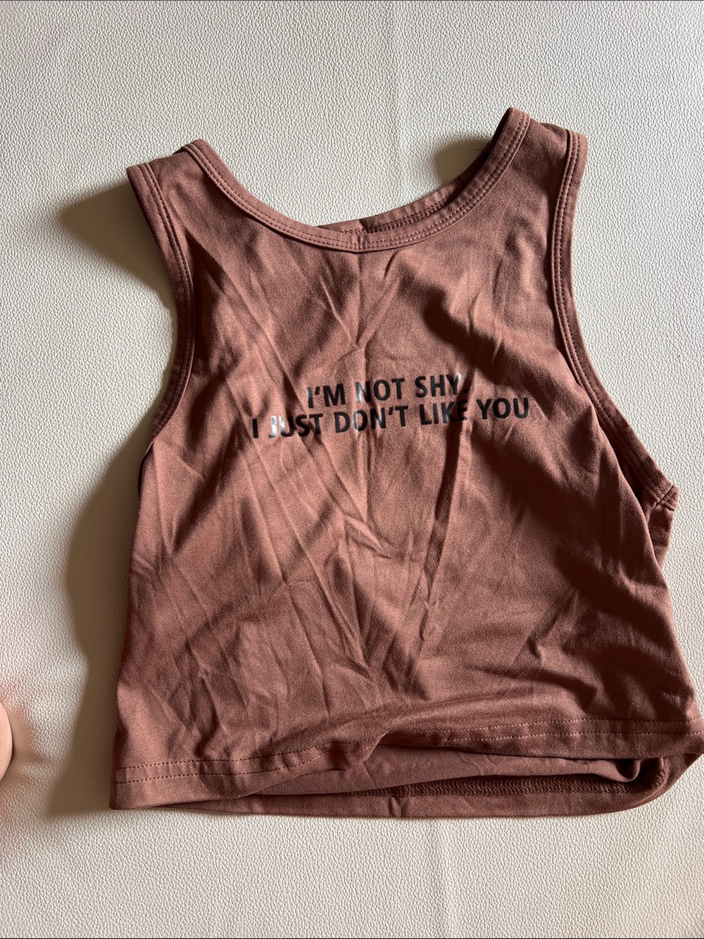 Women's Sleeveless Crop Tank Top - Rust Pink with Slogan